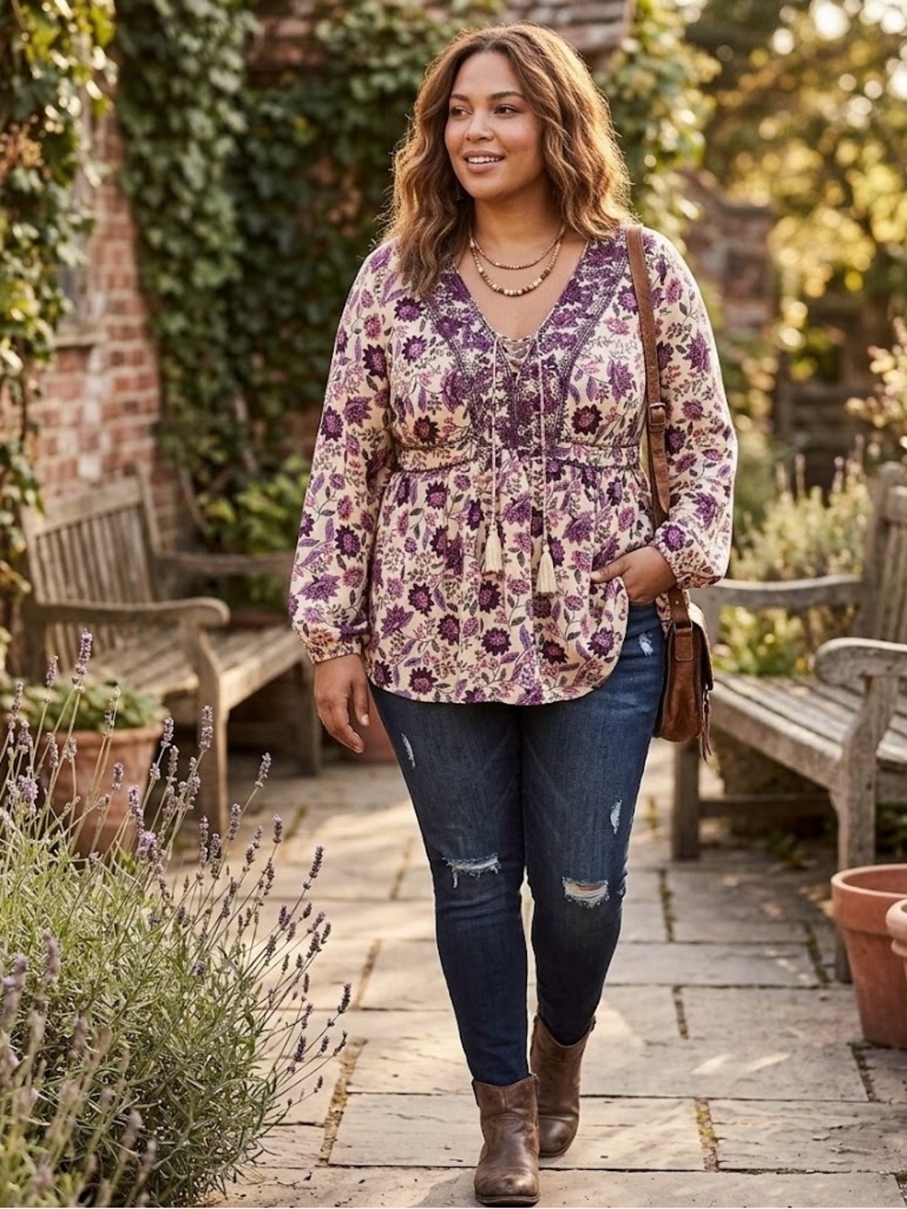 Torrid Floral Boho Rayon Peasant Top - Plus Size 3